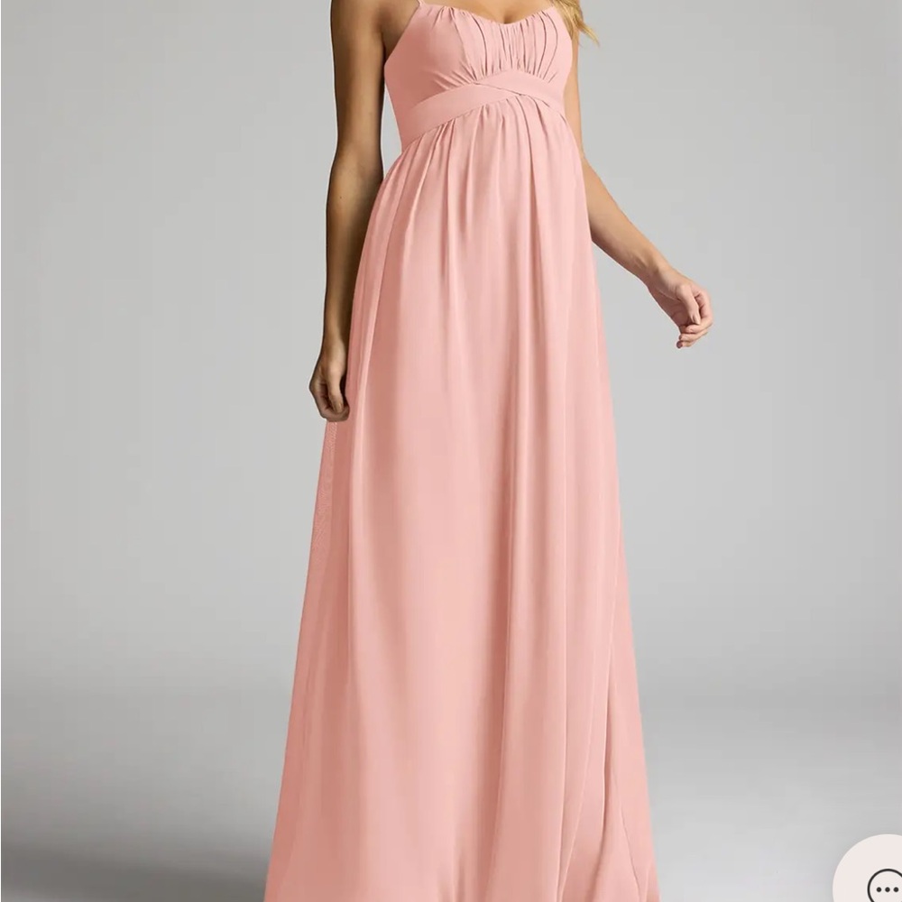 Azazie Rosette Pink Maxi Llana maternity Dress NWT
